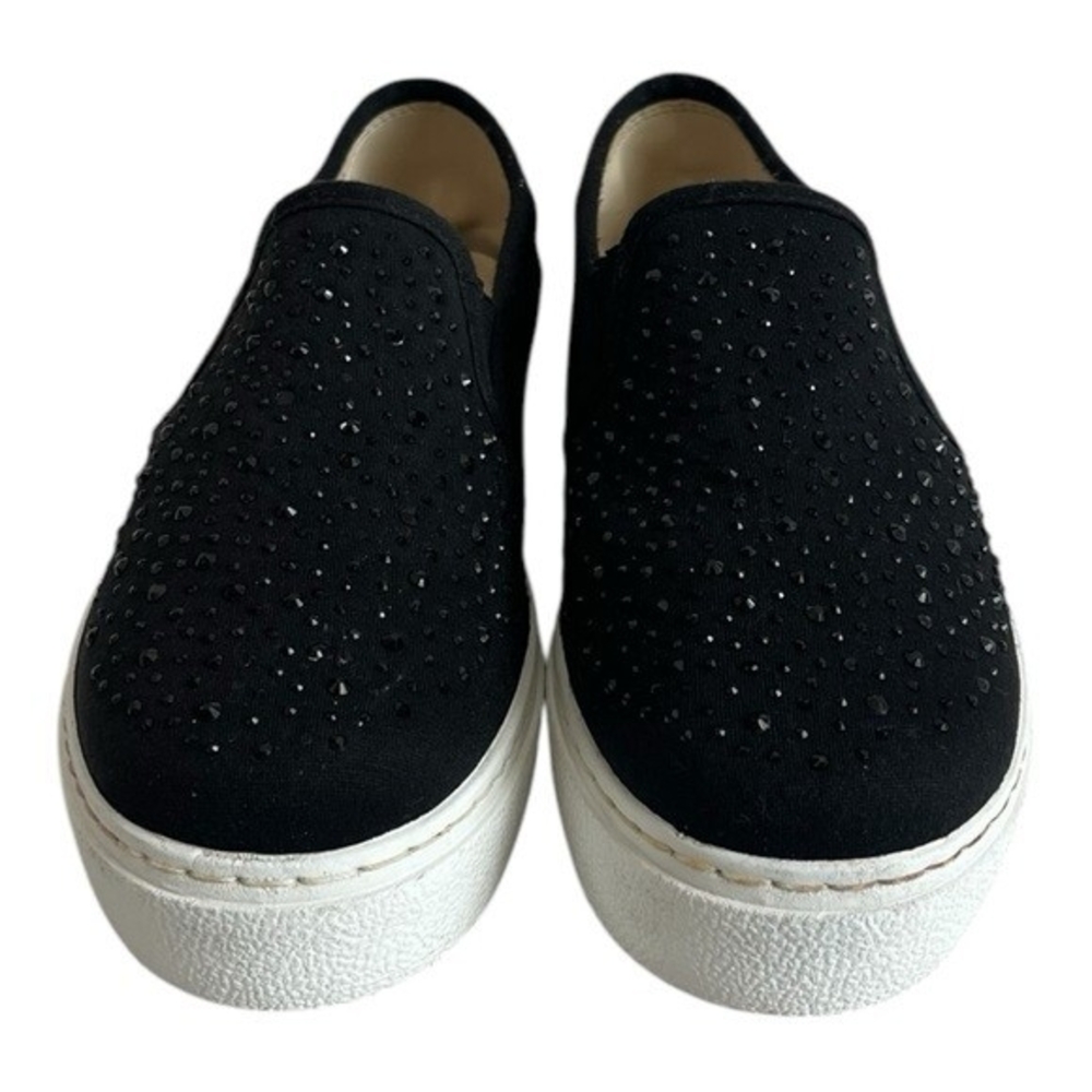 Just Lida Black Canvas Rhinestone Studded Slip-On Loafers Flats US 8.5 - Picture 4 of 11